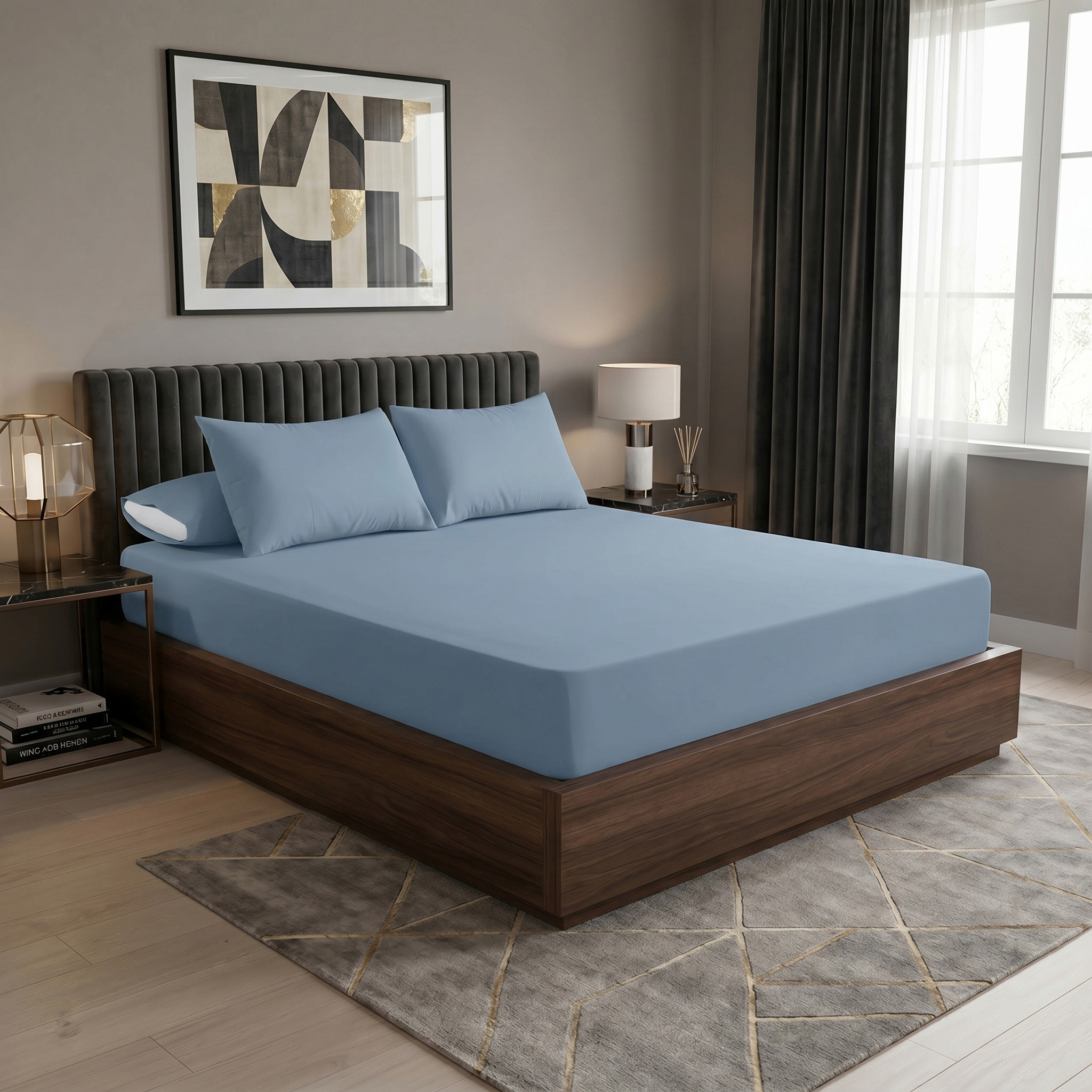 805-2.jpg ملاية قطن مخلوط استيك 805 بترولي - Image 1